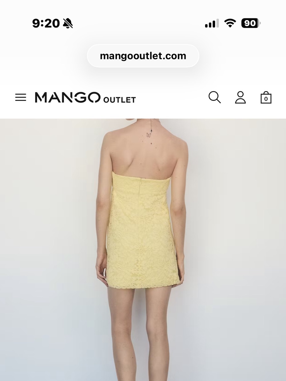 Strapless Pastel Yellow Lace Mini Dress